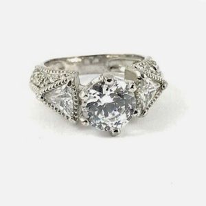 Vintage Silver Rhinestone Avon Ring